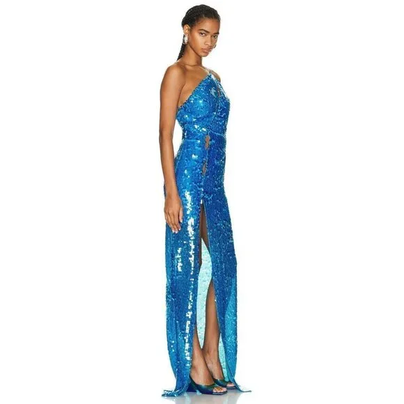 ILA Adria Sequin Dress in Blue 38 New Womens Long Formal Maxi Gown